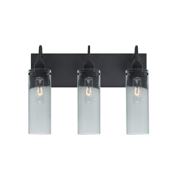 Besa Lighting Juni 10 Vanity, Blue Bubble, Black, 3x60W Incandescent 3WG-JUNI10BL-BK - main